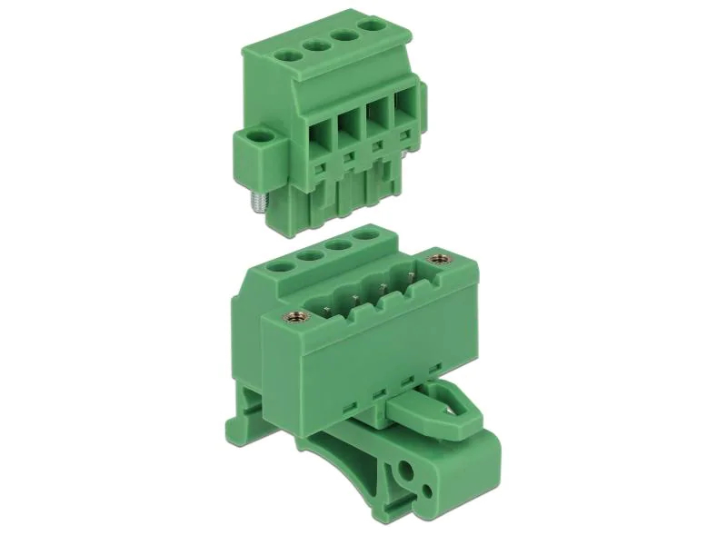 Delock Hutschiene Terminalblock 4Pin, mit Schraubverriegelung, Montage: DIN-Rail