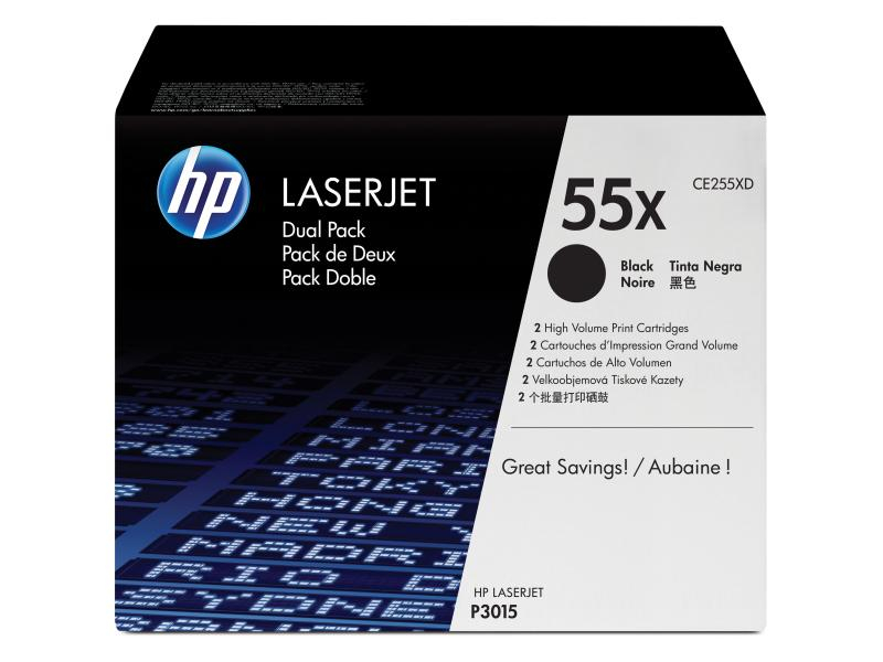 HP Toner-Modul 55X schwarz CE255XD LaserJet P3015 2 Stück