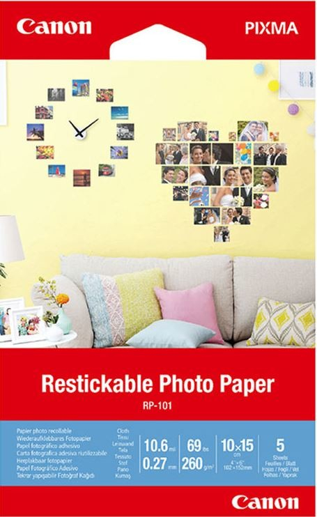 CANON Restickable PhotoPaper 10x15cm RP-101 Matt 5 Blatt