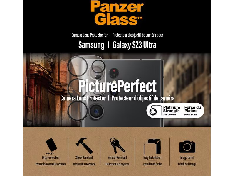 Panzerglass Camera Protector Samsung Galaxy S23 Ultra, Zubehörtyp Mobiltelefone: Kameraschutz, Detailfarbe: Transparent