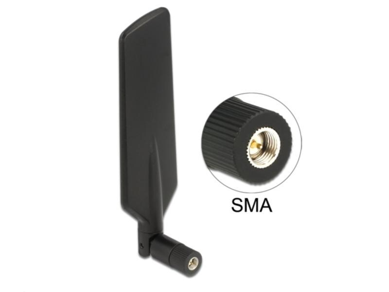 Delock LTE-Antenne SMA mit Kippgelenk 4 dBi, Antennenanschluss: SMA, Antennengewinn Max.: 4 dBi, Abstrahlcharakteristik: Rundstrahl, Anwendungsbereich Antenne: Outdoor, Anwendungszweck Antenne: Bluetooth; WLAN; ZigBee/Z-Wave; LTE/3G/GSM; LoRA; DECT, Frequ