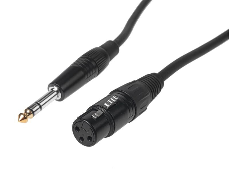 Bemero XLR-Kabel XLRf - 6.3 Klinken 10m symmetrisch, Länge: 10 m, Audioanschluss Seite A: Klinke 6,3mm, male, Audioanschluss Seite B: XLR 3 Pole, female, Audiokanäle: Mono, Steckerfarbe: Schwarz, Farbe: Schwarz