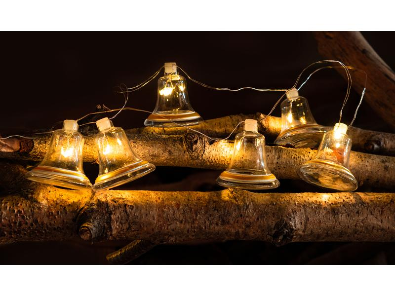 Sirius Weihnachtslichterkette Tiffany Glocke, 8 × Lampen, Betriebsart: Batteriebetrieb, Detailfarbe: Gold, Aussenanwendung: Nein, Anzahl Lampen: 8 ×, Gesamtlänge: 1.05 m, Kabellänge mit Leuchtmittel: 1.05 m