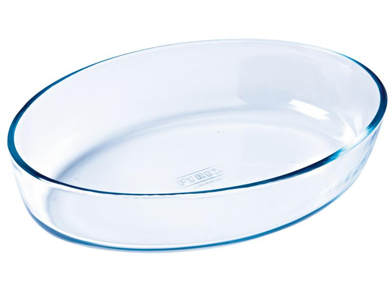 Pyrex Auflaufform Platte, oval, 25 x 17 cm, Farbe: Transparent, Material: Borosilikatglas, Verpackungseinheit: 1 Stück