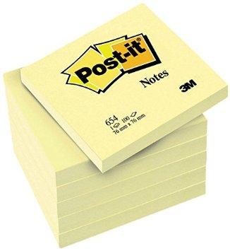 Post-it Haftnotizen, 76 x 76 mm, gelb, 5 + 1 GRATIS