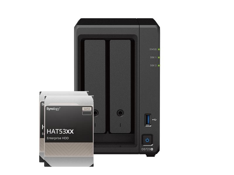 Synology NAS DiskStation DS723+ 2-bay Synology Enterprise HDD 8 TB, Anzahl Laufwerkschächte: 2, Speicherkapazität: 8 TB, Arbeitsspeicher erweiterbar: Ja, Schnittstellen: SATA, RAID: Ja, Hot-Swap Unterstützung: Ja