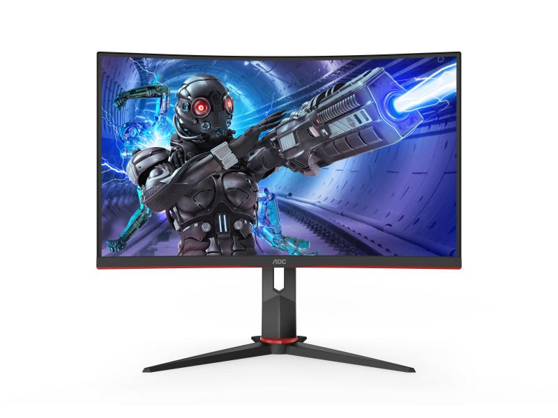 AOC Monitor C27G2ZU/BK, 27 Zoll LED, 1920 x 1080 Pixel Full HD, 16:9, HDMI USB, Schwarz/Rot