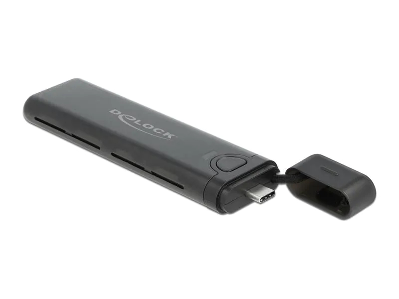 Delock Externes Gehäuse USB-C, NVME&SATA M.2, bootfähig, 10Gbps, Widerstandsfähigkeit: Metallgehäuse, Anzahl Laufwerkschächte: 1, Stromversorgung: USB-C, Lüfter vorhanden: Nein, Farbe: Grau, Schnittstellen: Type-C USB 3.2 Gen 2x2