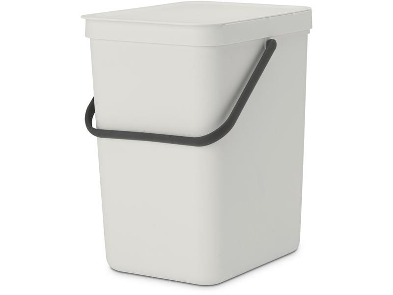 Brabantia Recyclingbehälter Sort & Go 25 l, Hellgrau, Material: Kunststoff, Fassungsvermögen: 25 l, Anzahl Behälter: 1, Material: Kunststoff, Form: Eckig, Detailfarbe: Hellgrau