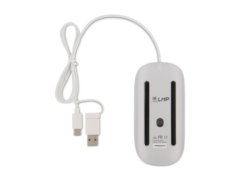 LMP Easy Mouse USB-C, Maus-Typ: Business, Bedienungsseite: Universal, Maus Features: Scrollrad, Farbe: Weiss, Verbindungsart: Verkabelt, Schnittstelle: USB