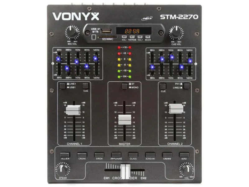 Vonyx DJ-Mixer STM2270, Bauform: Clubmixer, Signalverarbeitung: Analog, Anzahl Kanäle: 4