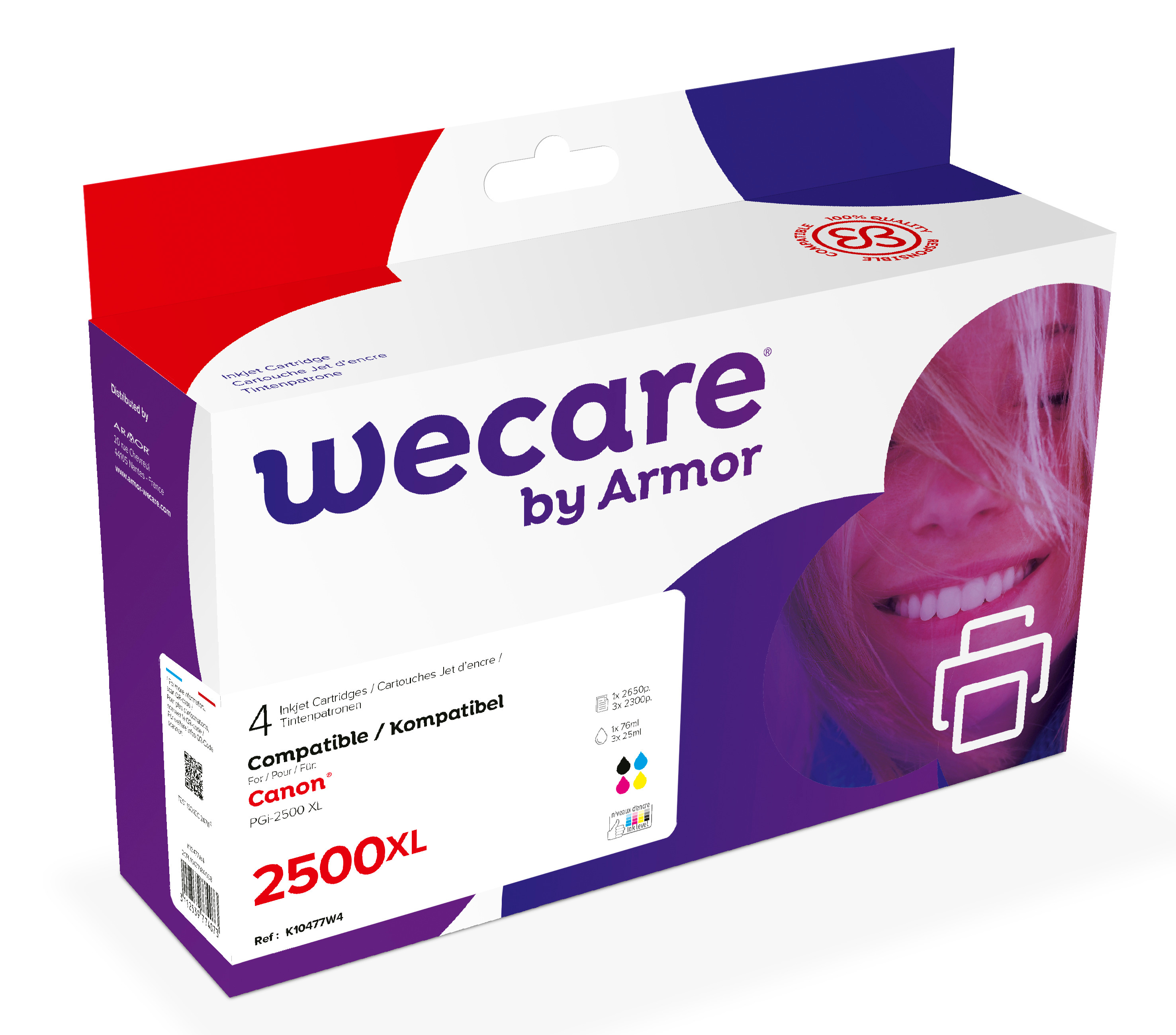 WECARE Multipack XL new built BKCMY PGI-2500XLPACKWE z.CanonMAXIFY MB5050 76/3x25ml