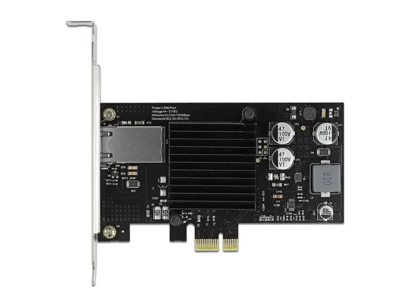 Delock Netzwerkkarte 1x 1Gbps, PoE+, i210 PCI-Express x1, Schnittstellen: RJ-45 (Ethernet), Schnittstellengeschwindigkeit: 10/100/1000 Mbit/s, Formfaktor: Low-Profile, Full-Height, Anwendungsbereich: Home, Small/Medium Business, Anschlussart: PCI-Express