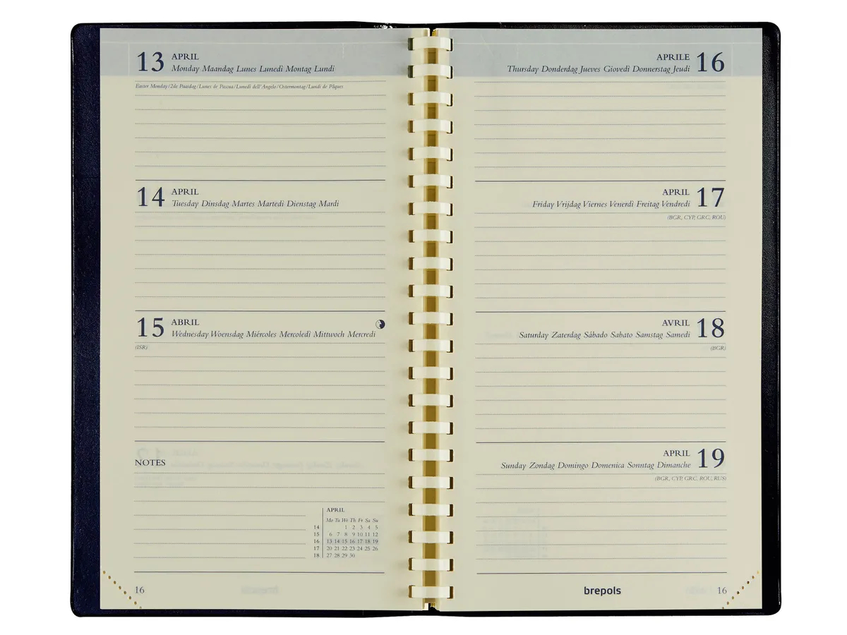 BREPOLS Agenda Interplan 736 Rav. 2023 26.3.0203 schwarz, 1W/2S, 9x16cm