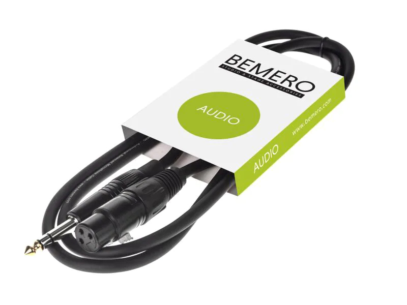 Bemero XLR-Kabel XLRf - 6.3 Klinken 1.5 m symmetrisch, Länge: 1.5 m, Audioanschluss Seite A: Klinke 6,3mm, male, Audioanschluss Seite B: XLR 3 Pole, female, Audiokanäle: Mono, Steckerfarbe: Schwarz, Farbe: Schwarz