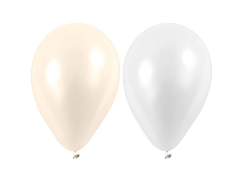 Creativ Company Luftballon Perlmutt, Packungsgrösse: 10 Stück, Grösse: 23 cm, Motiv: Uni, Produkttyp: Luftballon, Material: Gummi, Farbe: Weiss, Beige