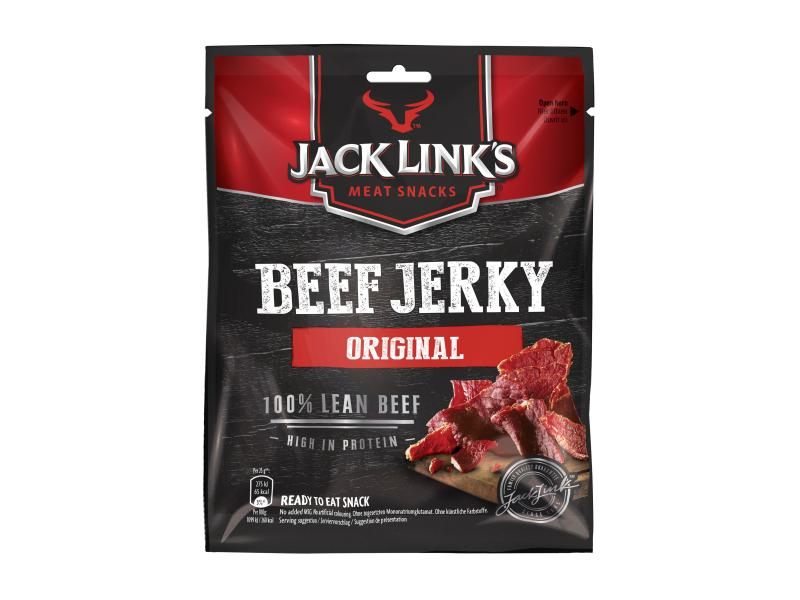 Jack Link's Fleischsnack Beef Jerky Original 70 g, Produkttyp: Jerky, Produktionsland: Brasilien, Allergikerinfo: Enthält Sojabohnen und daraus gewonnene Erzeugnisse, Enthält Glutenhaltige Getreide und daraus gewonnene Erzeugnisse, Packungsgrösse: 70 g