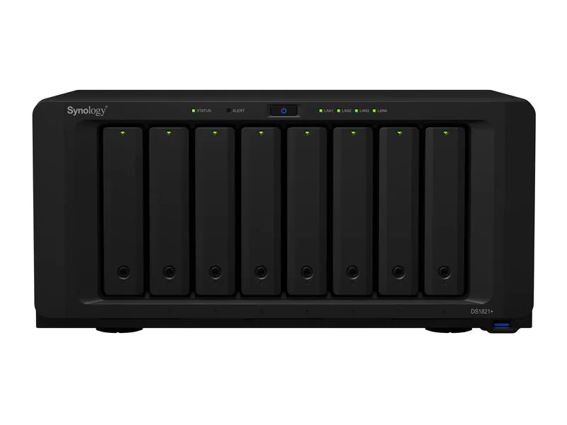 Synology NAS Diskstation DS1821+ 8-bay, Anzahl Laufwerkschächte: 8, Schacht abschliessbar: Nein, Speicherkapazität: 0 TB, Arbeitsspeicher erweiterbar: Ja, Schnittstellen: Type-C USB 3.2 Gen 1 (USB 3.0/USB 3.1), eSATA, RAID: Ja