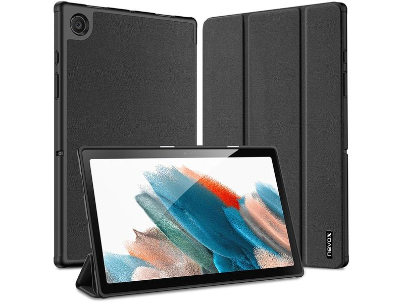 Nevox Tablet Book Cover Vario Series Galaxy Tab A8, Kompatible Hersteller: Samsung, Bildschirmdiagonale: 10.5 ", Detailfarbe: Schwarz, Tablet Kompatibilität: Galaxy Tab A8 (2021), Material: Thermoplastisches Polyurethan (TPU), Kunstleder