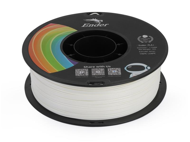 Creality Filament PLA+ Weiss, 1.75 mm, 1 kg, Material: PLA (Polylactid Acid), Detailfarbe: Weiss, Materialeigenschaften: Hitzebeständig, Gewicht: 1 kg, Durchmesser: 1.75 mm