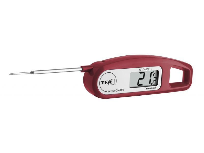 TFA Dostmann Einstichthermometer THERMO JACK, Bordeaux, Typ: Thermometer, Anwendungsbereich: Temperaturmessung, Kabelgebunden: Nein, Displaytyp: Digital, App kompatibel: Nein