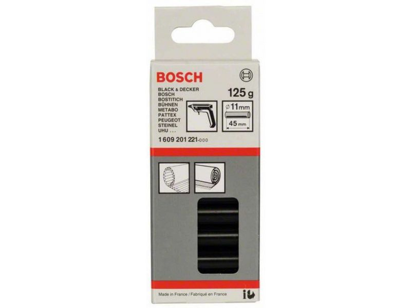 Bosch Professional Klebesticks, schwarz, 45mm, Kompatibel zu: GKP 200 CE, Zubehörtyp: Klebesticks, Verpackungseinheit: 1 Stück, 125g