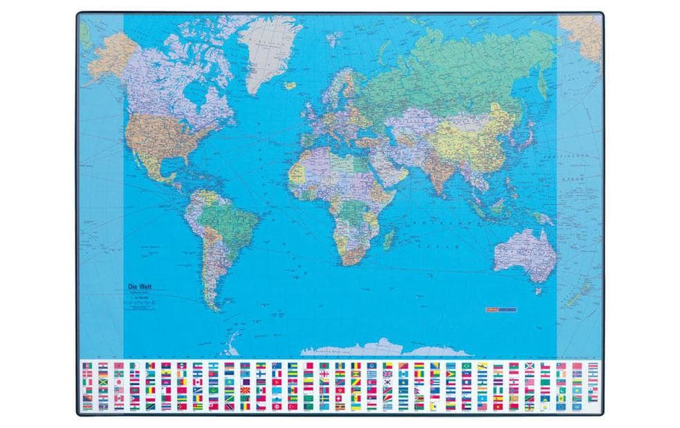 Hansa Schreibunterlage GeoPad 65 x 50 cm Weltkarte, englisch, Breite: 50 cm, Länge: 65 cm, Material: Polypropylen, Farbe: Mehrfarbig
