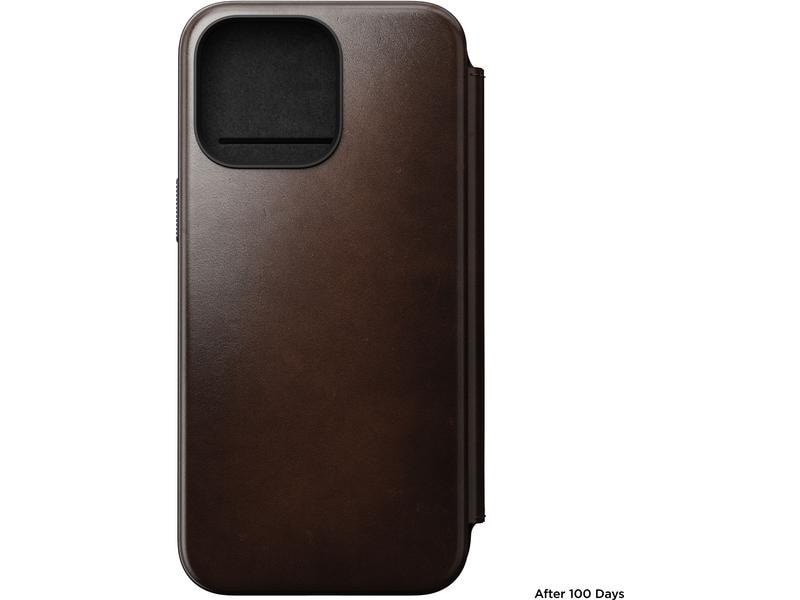 Nomad Modern Horween Leather Folio iPhone 15 Pro Max Rostbraun