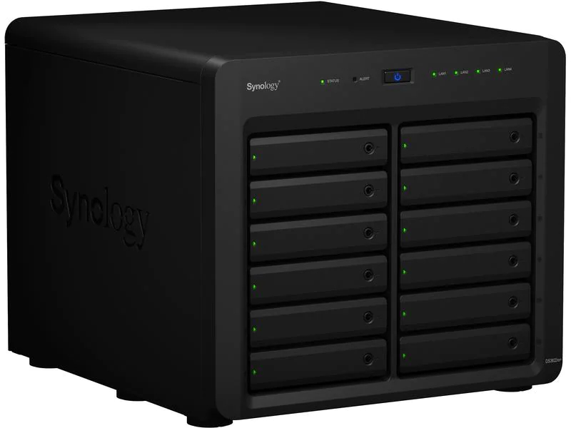 Synology NAS DiskStation DS3622xs+ 12-bay, Anzahl Laufwerkschächte: 12, Speicherkapazität: 0 TB, Arbeitsspeicher erweiterbar: Ja, Schnittstellen: Type-A USB 3.0 (3.1 / 3.2 Gen. 1), RAID: Ja, Hot-Swap Unterstützung: Ja