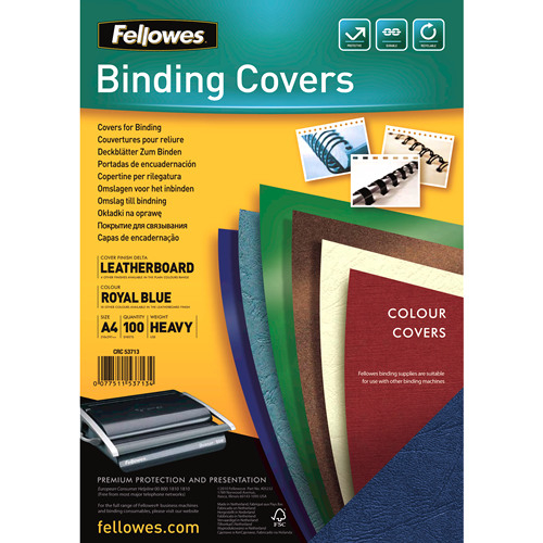 FELLOWES Lederstruktur Cover A4 5371305 blau 100 Stück