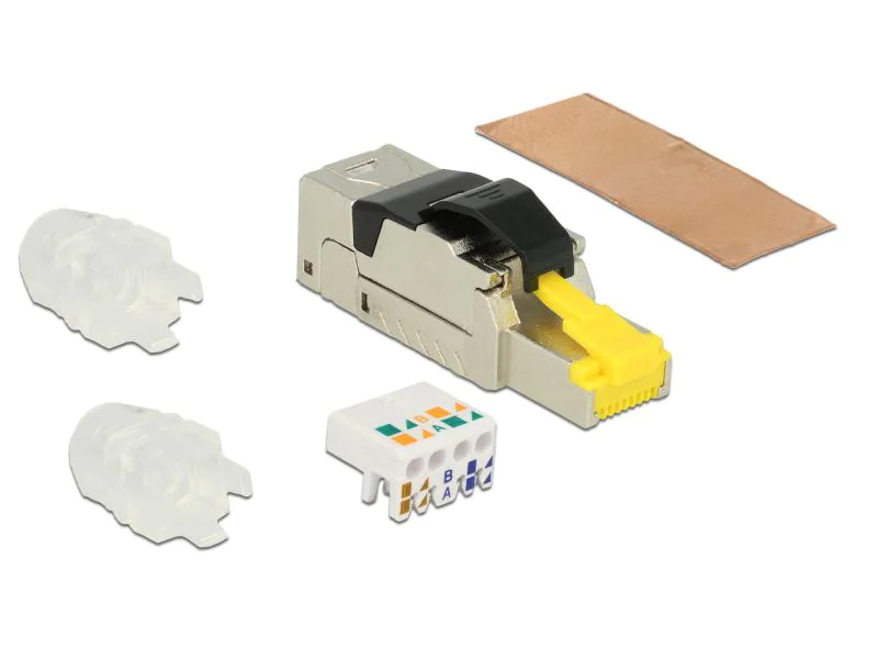 Delock Stecker RJ45 Cat.6a 10Gbps Feldkonfektion, Kabelschirmung: S/FTP, Farbe: Schwarz, Verpackungseinheit: 1 Stück, Leistungskategorie Cat.: Cat 6A