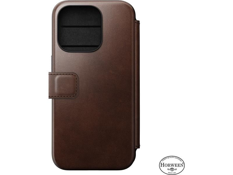 Nomad Modern Horween Leather Folio iPhone 15 Pro Rostbraun