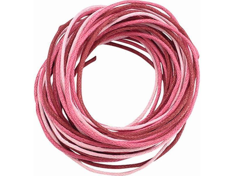 Knorr Prandell Wachskordel 1 mm 3 x 1,7 m Rosa/Rot, Länge: 1.7 m, Durchmesser: 1 mm, Farbe: Rosa, Rot, Schmuckband-Art: Baumwollkordel