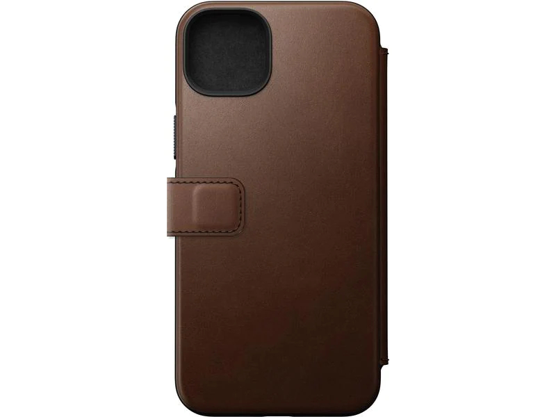 Nomad Book Cover Modern Leather Folio iPhone 14 Plus Braun