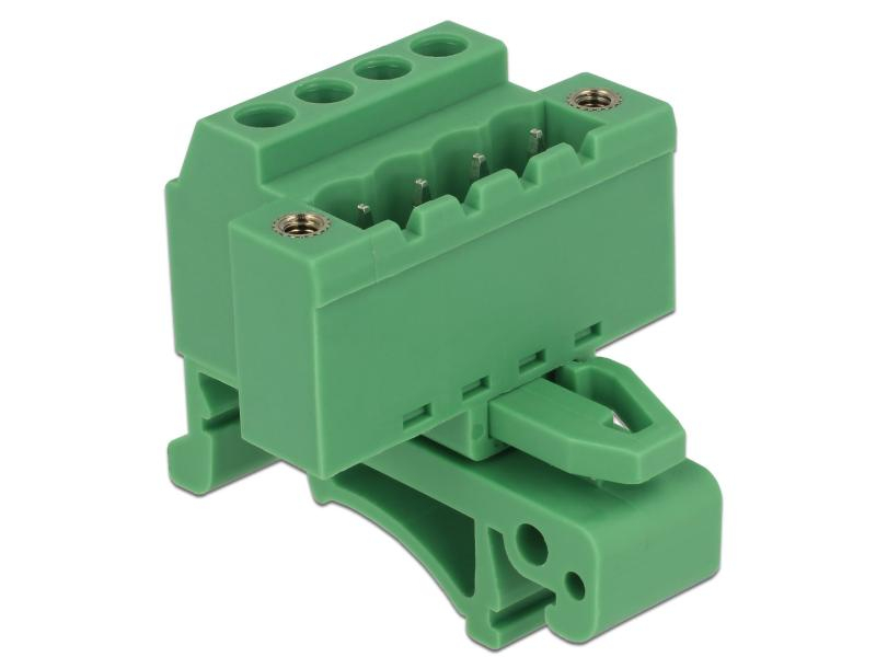 Delock Hutschiene Terminalblock 4Pin, mit Schraubverriegelung, Montage: DIN-Rail