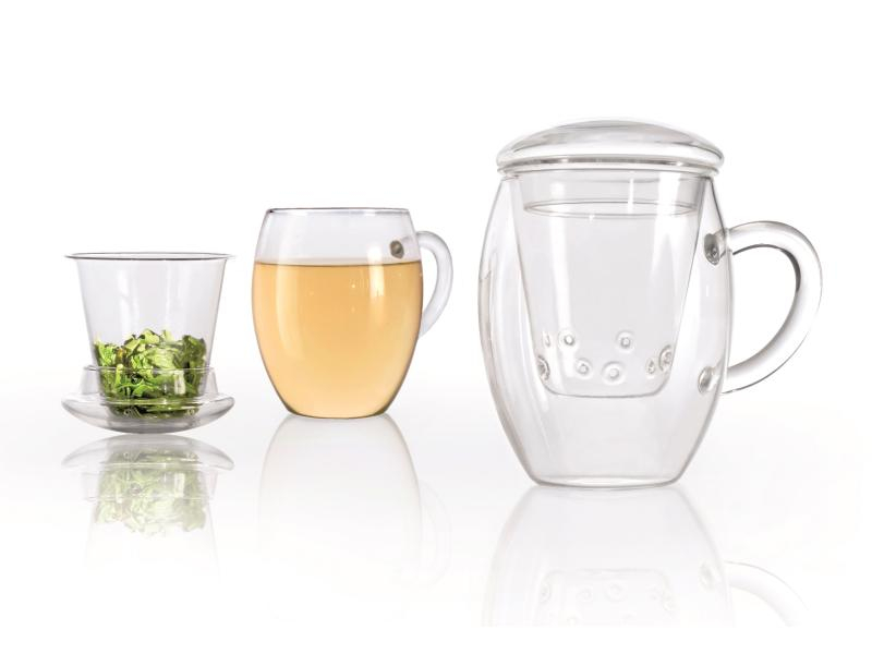 Creano Teetasse all-in-one 400 ml, Tassen Typ: Teetasse, Farbe: Transparent, Material: Glas, Verpackungseinheit: 1 Stück, Volumen: 400 ml, 3er Set