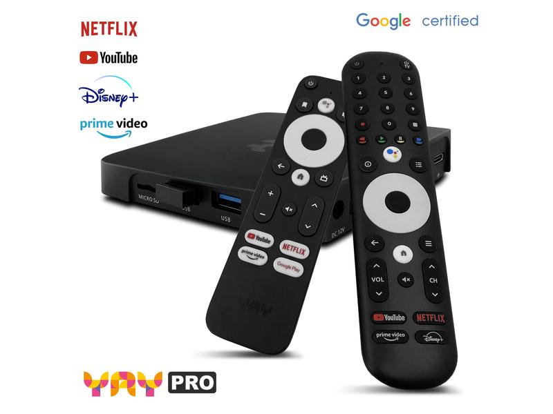 VU+ YAY GO PRO, Speichererweiterungs-Typ: Kein, Max. Auflösung: 3840 x 2160 (Ultra HD 4K), Schnittstellen: HDMI, RJ-45 (LAN), Toslink, USB, USB Typ C, 3,5 mm Klinke, Bluetooth, LAN: Ja, Bluetooth: Ja, WLAN: Nein