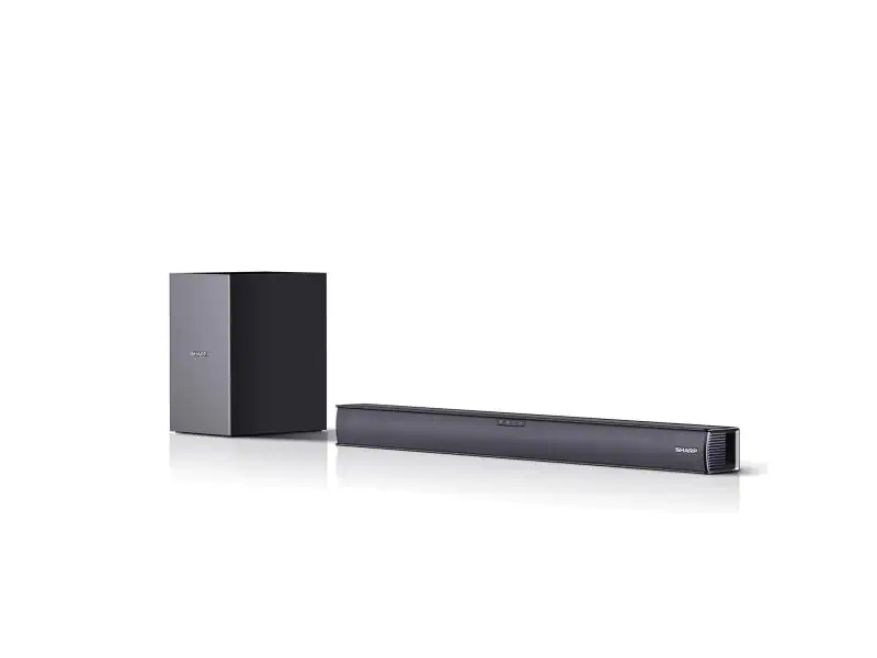 Sharp Soundbar HT-SBW182, Verbindungsmöglichkeiten: HDMI; Bluetooth; Toslink; 3,5 mm Klinke, Audiokanäle: 2.1, Farbe: Schwarz, Soundbar Typ: Soundbar mit kabellosem Subwoofer, Ausstattung: Bluetooth