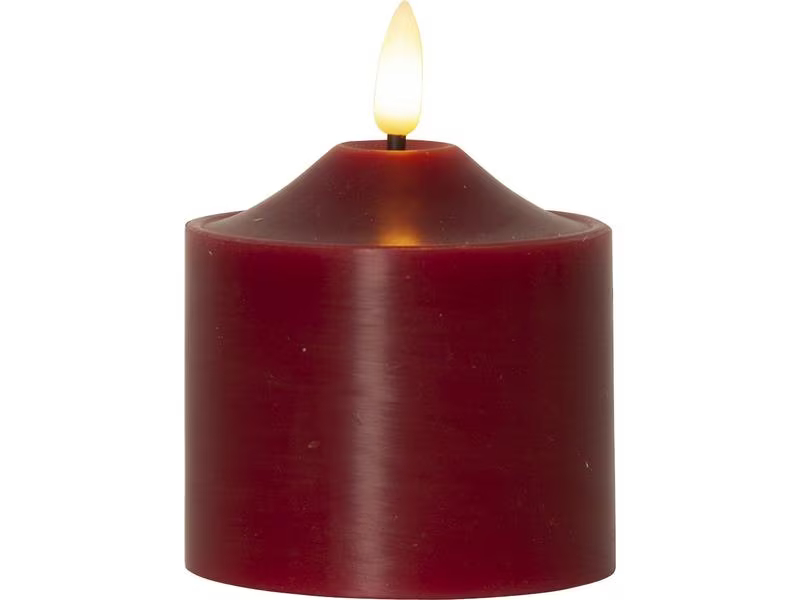 Star Trading LED-Kerze Pillar Flamme, 9.5 cm, Rot, Betriebsart: Batteriebetrieb, Fernbedienung: Nein, Aussenanwendung: Nein, Höhe: 15 cm, Timerfunktion: Ja, Set: Nein