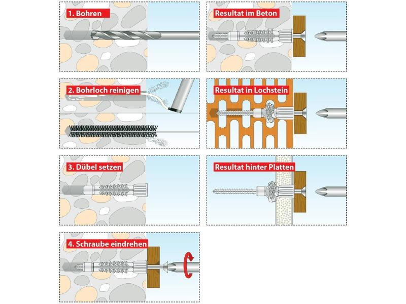 Tox-Dübel Allzweckdübel Deco 12x76 mm, Blister 4 Stück