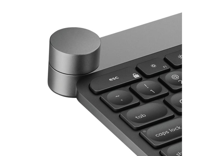 Logitech Tastatur CRAFT Tastatur Typ: Wireless, Tastaturlayout: QWERTZ (CH), Tastatur Features: Bluetooth, USB Wireless, Batteriestandsanzeige, Ein-/Ausschalter, Ziffernblock, Keyboard Tasten: Klassisch (Knöpfe), Farbe: Schwarz, Verbindung Maus/Tastatur: