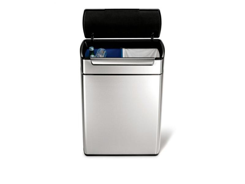 Simplehuman Recyclingeimer CW2018 48 Liter, silber, Anzahl Behälter: 2, Farbe: Silber, Eimertyp: Recyclingeimer, Form: Rechteck, Material: Edelstahl, Fassungsvermögen: 48 l