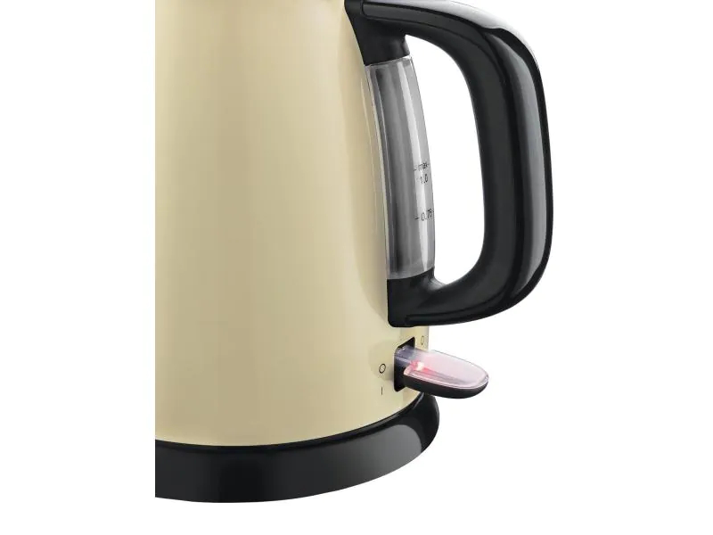 Russell Hobbs Wasserkocher 24994-70 Colours Plus 1 l, Crème, Farbe: Crème, Leistungsaufnahme Betrieb: 2400 W, Material: Edelstahl; Kunststoff, Füllmenge: 1 l, Ausstattung: 360 Grad Sockel; Kontrolleuchten; Deckelverriegelung; Wasserstandsanzeige; Kalkf