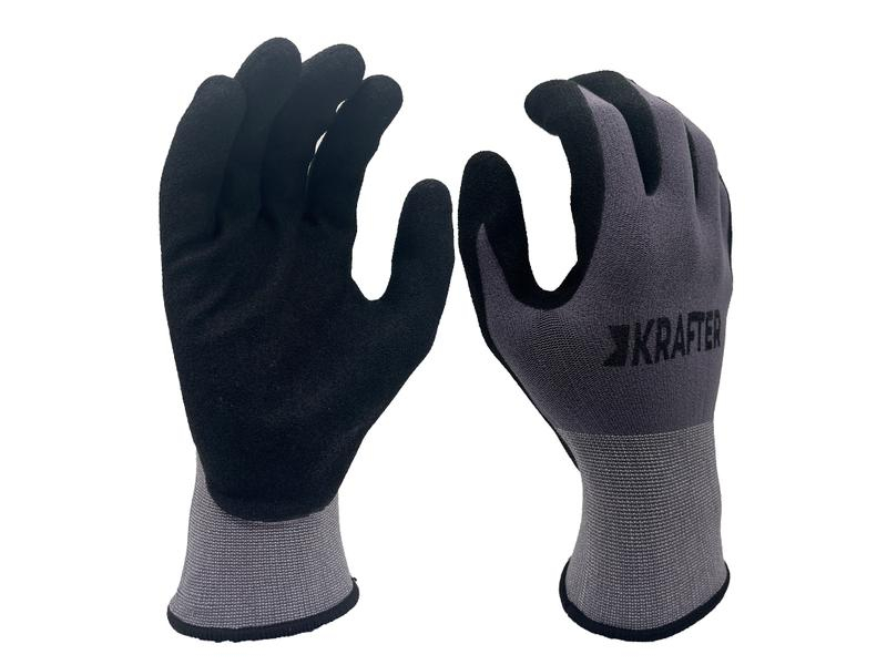 Krafter Arbeitshandschuh Nylon, 10/XL, Grau/Schwarz, Grösse: XL, Zielgruppe: Unisex, Einsatzgebiet: Haushalt, Werkstatt, Detailfarbe: Grau, Grössensystem: EU, Grössentyp: Normalgrösse