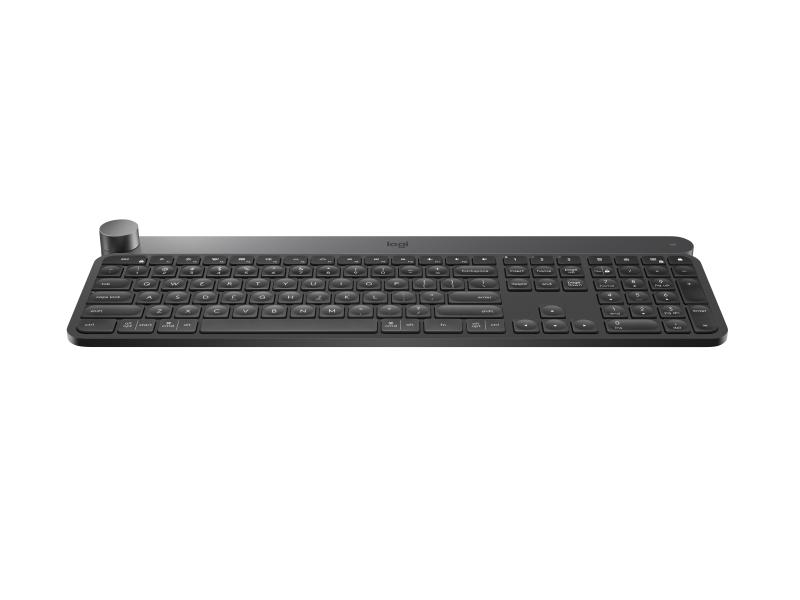 Logitech Tastatur CRAFT Tastatur Typ: Wireless, Tastaturlayout: QWERTZ (CH), Tastatur Features: Bluetooth, USB Wireless, Batteriestandsanzeige, Ein-/Ausschalter, Ziffernblock, Keyboard Tasten: Klassisch (Knöpfe), Farbe: Schwarz, Verbindung Maus/Tastatur: