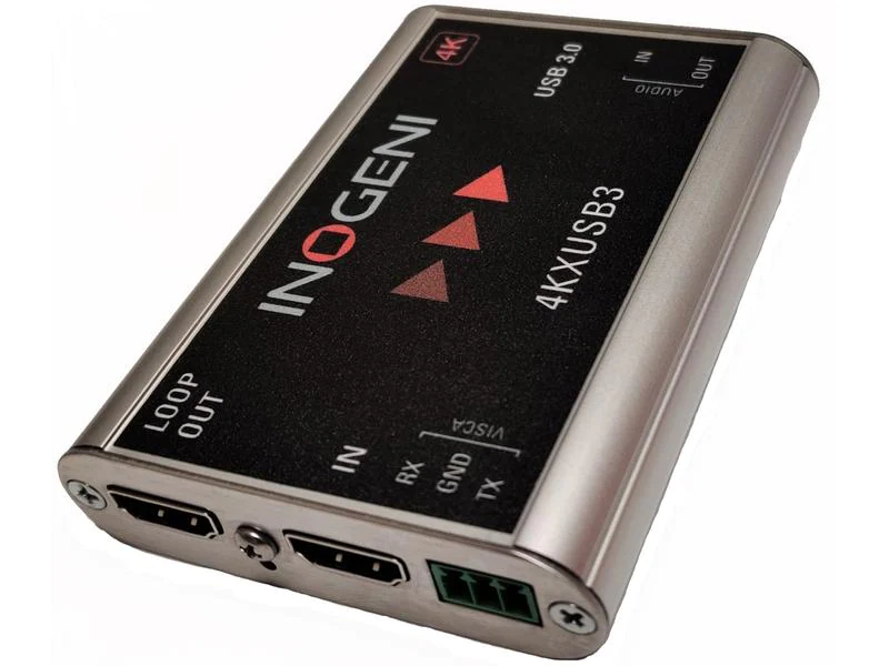 Inogeni Konverter 4KXUSB3 HDMI ? USB 3.0, Eingänge: 3.5 mm Klinke, HDMI, Ausgänge: HDMI, USB-C, 3.5 mm Klinke