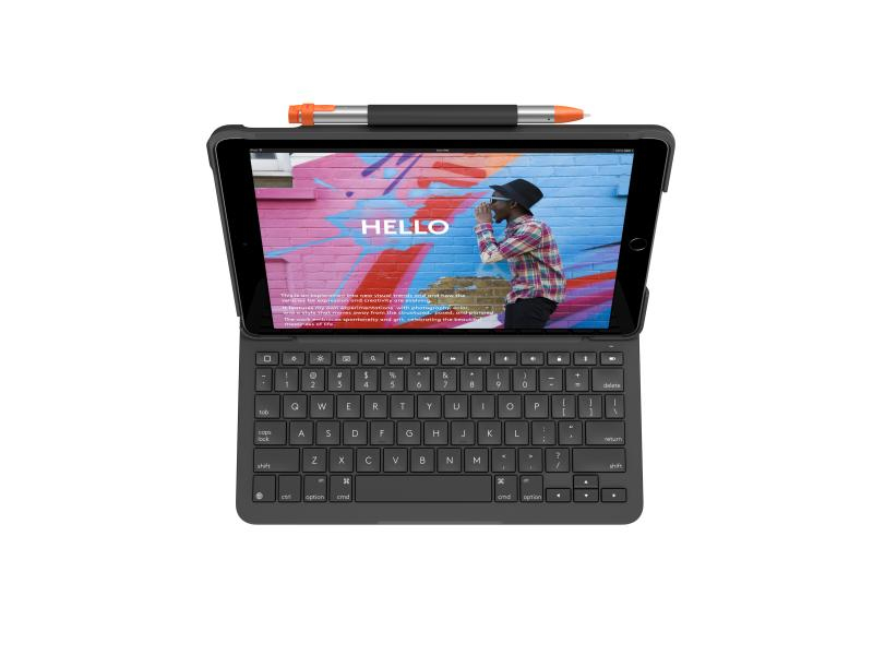 Logitech Tablet Tastatur Cover Slim Folio iPad 10.2" (7. Gen.), Verbindungsmöglichkeiten: Bluetooth, Tastaturlayout: QWERTZ (CH), Kompatible Hersteller: Apple, Farbe: Schwarz, Bildschirmdiagonale: 10.2 ", Tablet Kompatibilität: iPad (7. Gen.), Material: