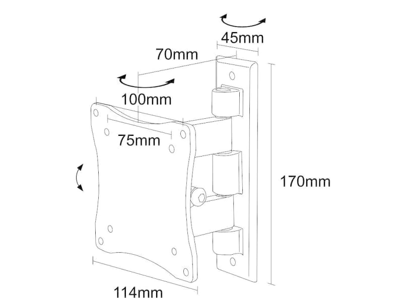 FPMA-W810 10-24" NewStar Flatscreen Wall Mount (1 pivot & tiltable) Silver