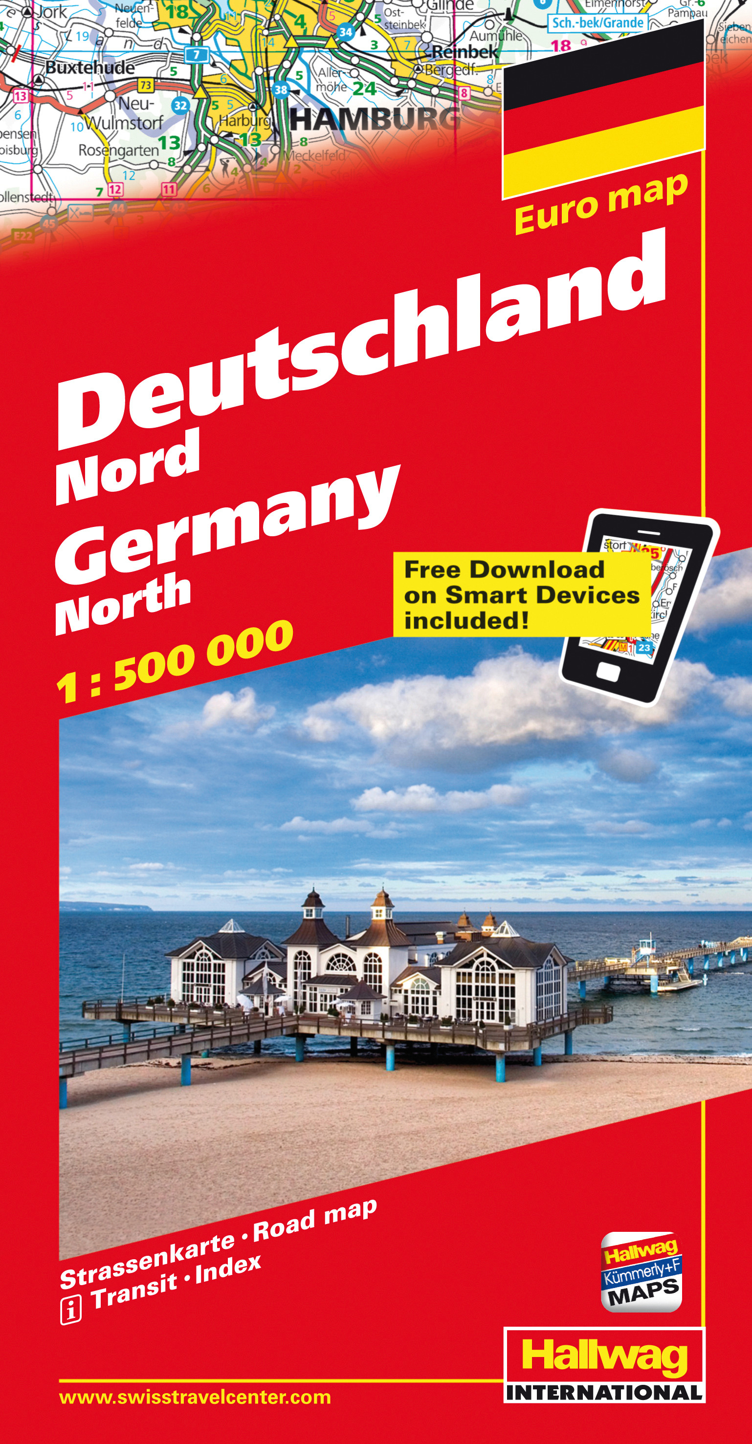 HALLWAG Strassenkarte 828309449 Deutschland Nord 1:500'000