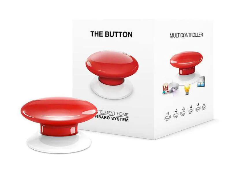 Fibaro Funk-Wandsender Z-Wave Button Rot, Farbe: Rot, Protokoll: Z-Wave Plus, Produkttyp: Fernbedienung und Wandtaster, Systemkommunikation: Wireless, System-Kompatibilität: Keine